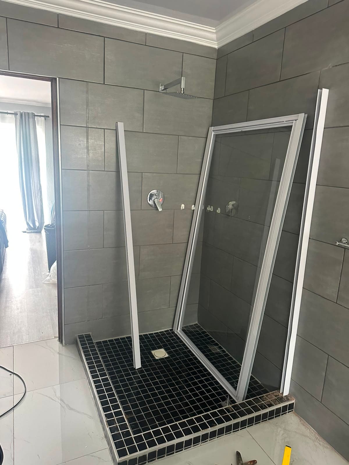 Aluminium Pivot Shower Door Replacement project photo 2