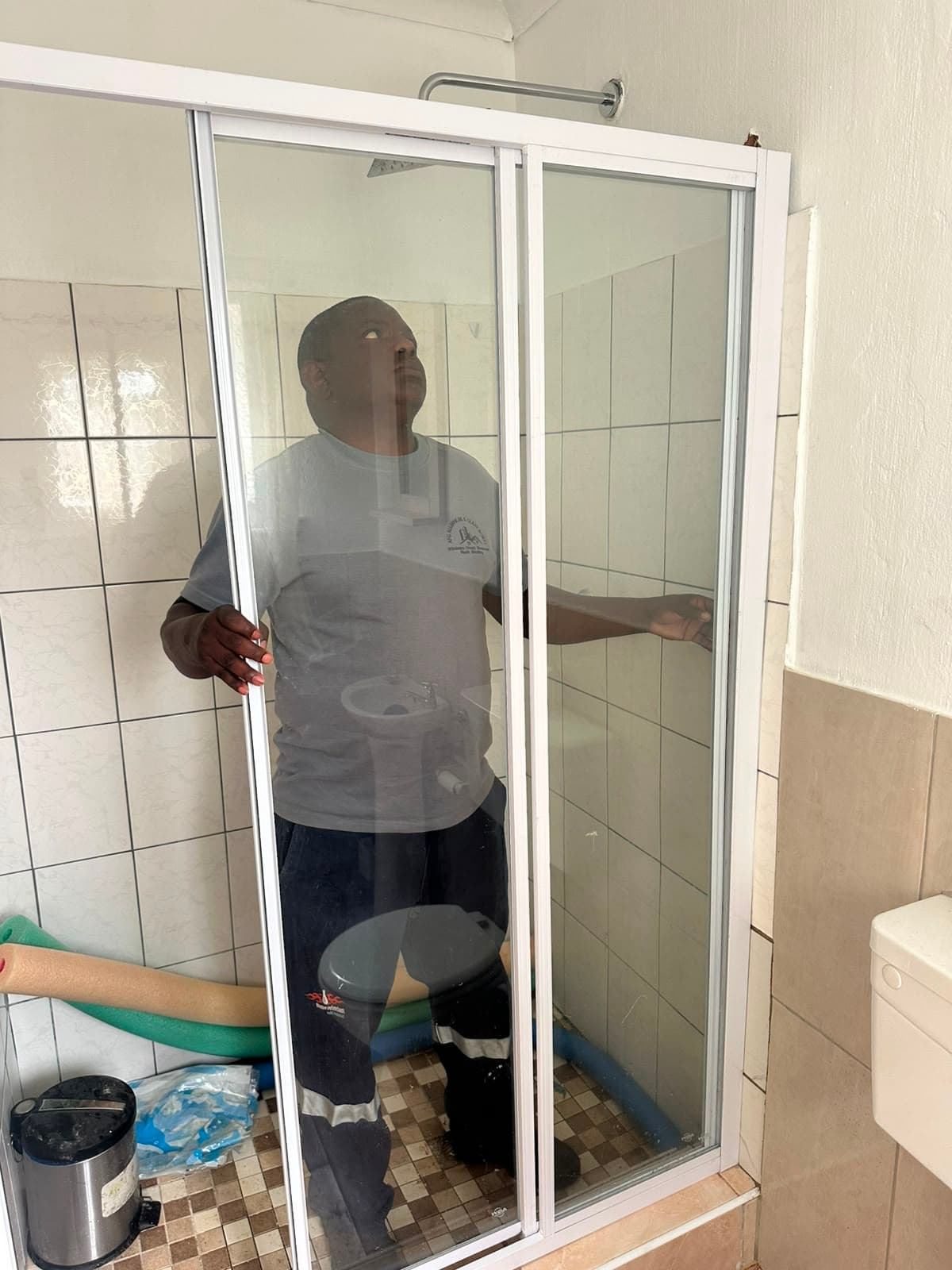 Aluminium Pivot Shower Door Replacement by AFG Aluminium